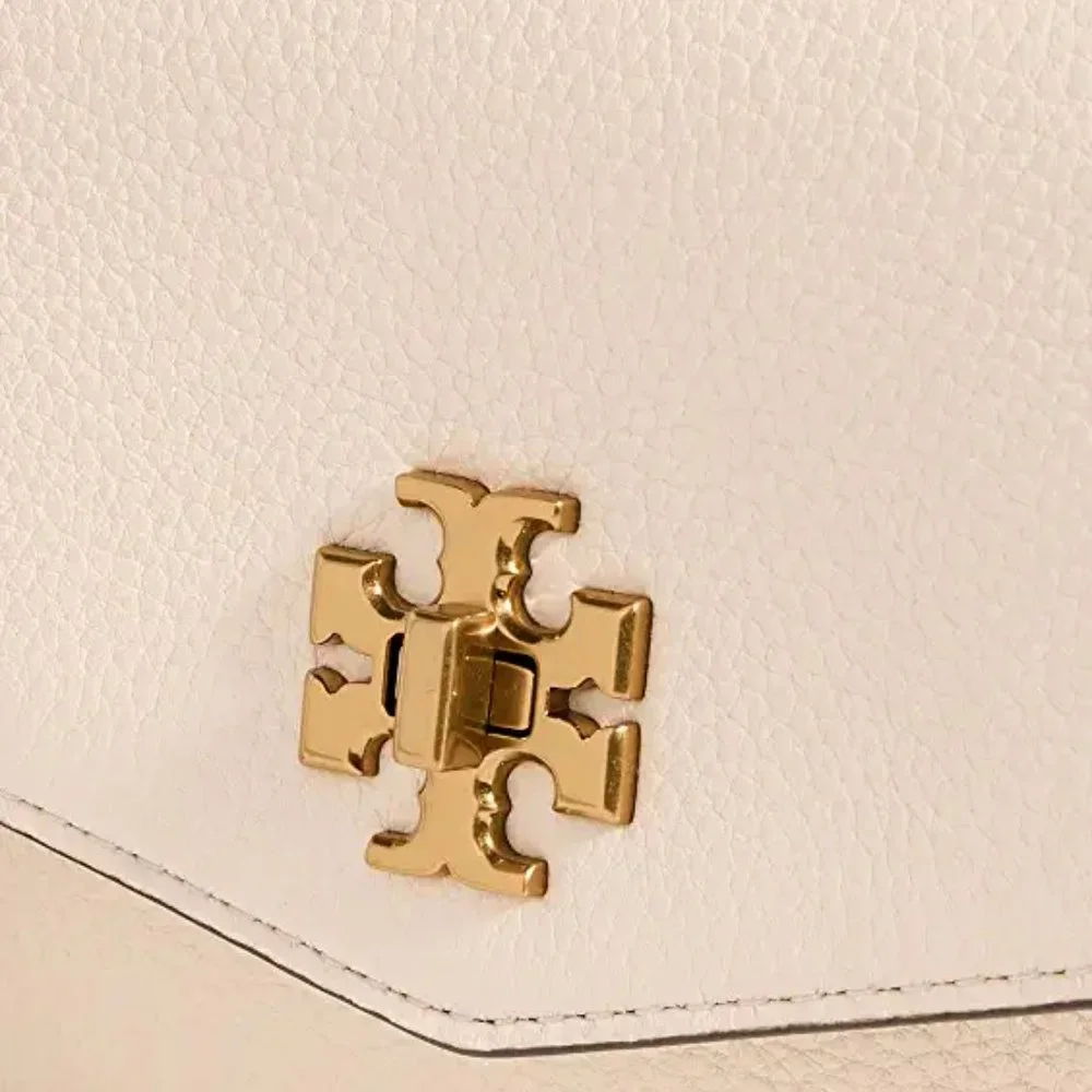 NWT Tory Burch Kira Chevron Leather Wallet On a Chain WOC New Cream AUTHENTIC - Picture 6 of 16